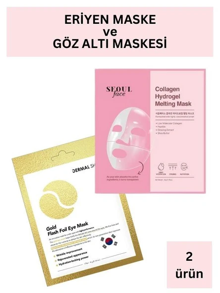 Dermal Kolajen İçerikli Şeffaflaşan Eriyen Maske 34 gr ve Gold Göz Altı Maskesi 4 gr Seti ürün görseli 1