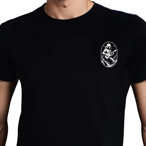 Elip Guitar T-shirt %100 Pamuklu Siyah Penye Basic Erkek Tişört ürün görseli 1