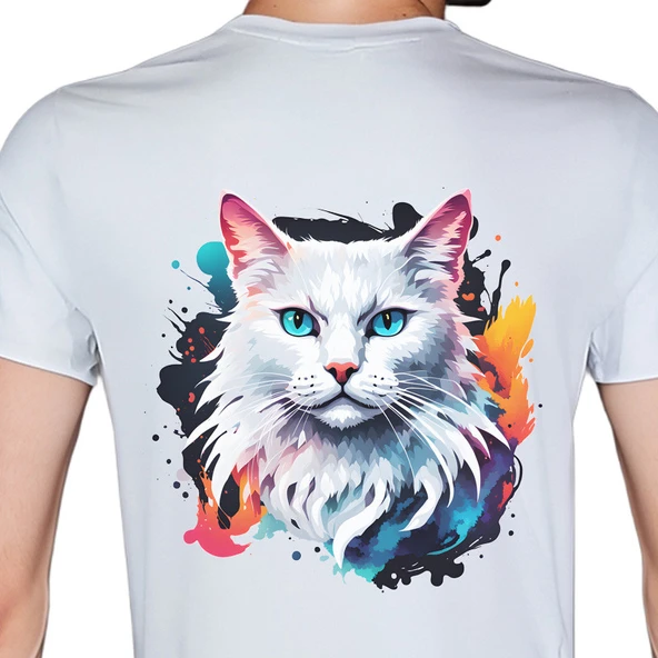 Splash Animal T-shirt %100 Pamuklu Beyaz Penye Basic Erkek Tişört ürün görseli 1