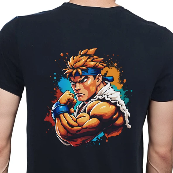 Splash Fight T-shirt %100 Pamuklu Siyah Penye Basic Erkek Tişört ürün görseli 1