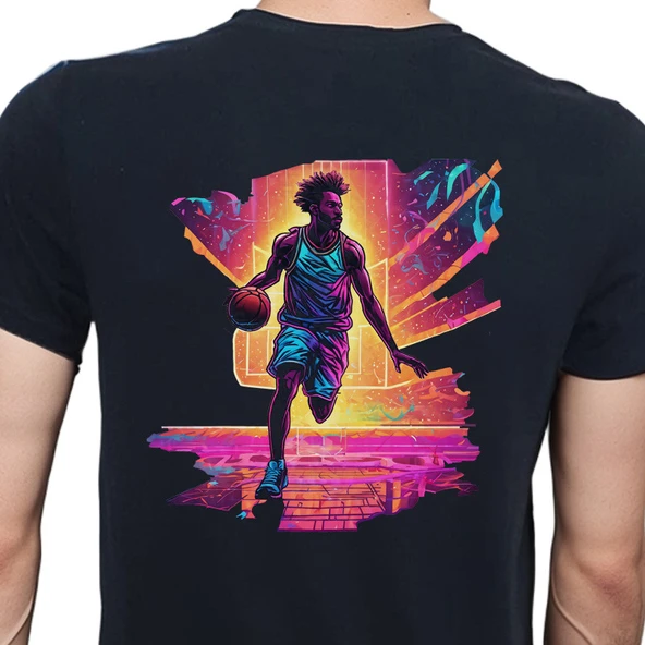 Neon Spor T-shirt %100 Pamuklu Siyah Penye Basic Erkek Tişört ürün görseli 1
