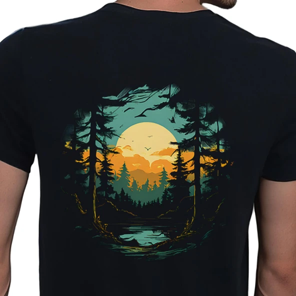 Forest T-shirt %100 Pamuklu Siyah Penye Basic Erkek Tişört ürün görseli 1