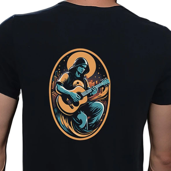 Elip Guitar T-shirt %100 Pamuklu Siyah Penye Basic Erkek Tişört ürün görseli 1