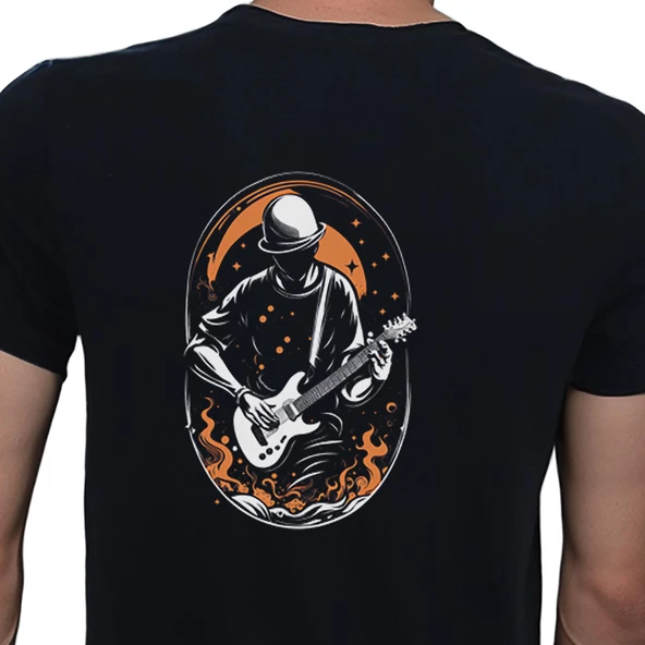 Elip Guitar T-shirt %100 Pamuklu Siyah Penye Basic Erkek Tişört ürün görseli 1