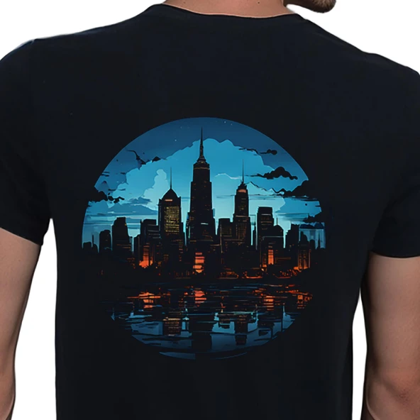 City T-shirt %100 Pamuklu Siyah Penye Basic Erkek Tişört ürün görseli 1