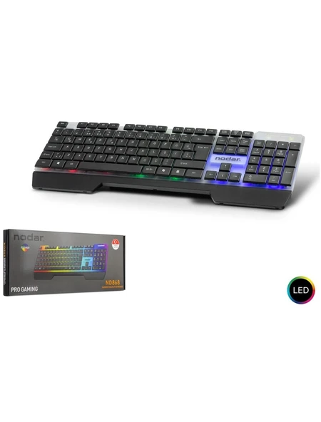 HADRON NODAR ND868 KLAVYE OYUN LEDLİ SLIM KABLOLU Q ürün görseli 1