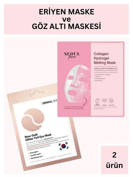 Dermal Kolajen İçerikli Şeffaflaşan Eriyen Maske 34 gr ve Rose Gold Göz Altı Maskesi 4 gr Seti ürün görseli 1