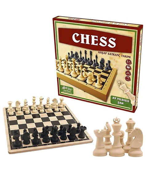 Chess Ahşap Satranç Takımı Ay Yıldızlı Şah ürün görseli 1