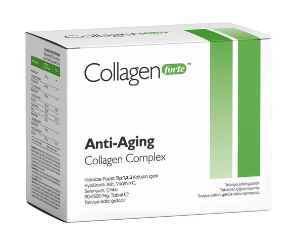 Collagen Forte Platinum Anti-Aging Collagen Complex, Hyalüronik Asit, Çinko, Selenyum & Vitamin C, 90 Table ürün görseli 1