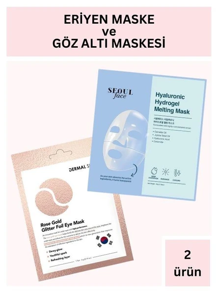 Dermal Hiyalüronik Asit İçerikli Şeffaflaşan Eriyen Maske 34 gr ve Rose Gold Göz Altı Maskesi 4 gr Seti ürün görseli 1