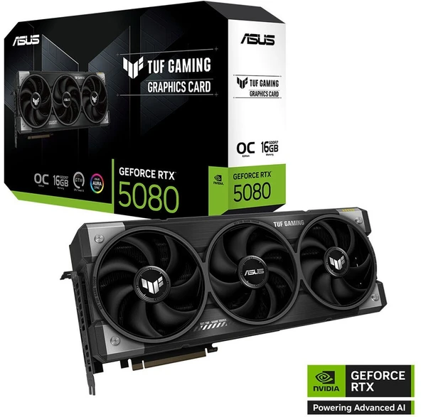 TUF-RTX5080-O16G-GAMING-NVIDIA-GEFORCE-RTX 5080-16GB GDDR7-256BIT--OC-2XHDMI-3XDP-RGB-DLSS4 Ekran K ürün görseli 1