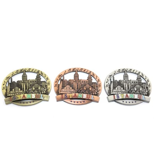 Periboia İstanbul Temalı Metal Magnet Yuvarlak Tasarım ürün görseli 1