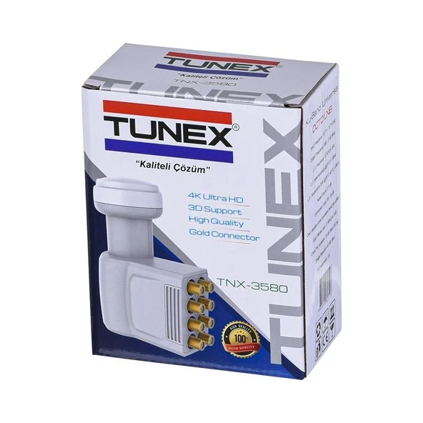 Tunex 8 Daire Çıkışlı Uydu Yayını Lnb Sekizli Elembi-Full HD 4K Uyumlu ürün görseli 1