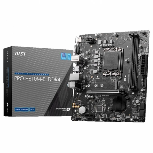 Msı Pro H610M-E 3200MHz DDR4 Soket 1700 M.2 HDMI VGA mATX Anakart ürün görseli 1
