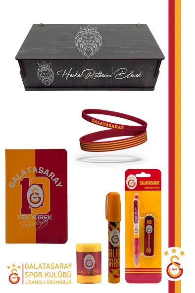 Galatasaray Orijinal Lisanslı Kalem Bileklik Bloknot Hediyelik Set ürün görseli 1