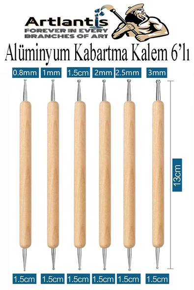Ahşap Alüminyum Kabartma Kalemi 6 lı 1 Paket Aliminyum Folyo Kabartma Çift Uçlu İzleme Noktalama Kalemi Gravür ürün görseli 1