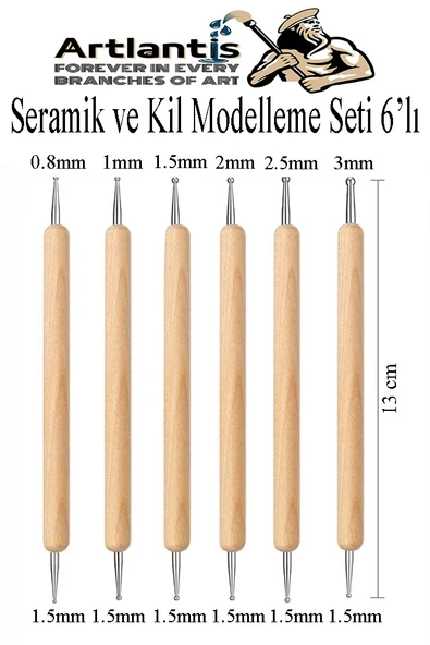 Seramik Kil Çömlek Şekillendirici 6 lı 1 Paket Seramik Modelaj Oyma Seti Heykel Hobi Tasarım Deri Oyma Çizim Kalemi ürün görseli 1