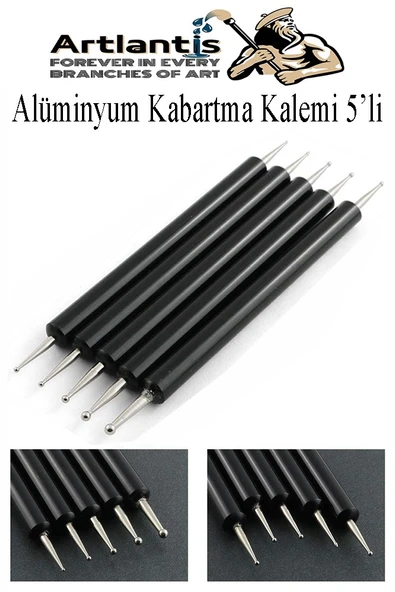 Ahşap Alüminyum Kabartma Kalemi 5 li 1 Paket Aliminyum Folyo Kabartma Çift Uçlu İzleme Noktalama Kalemi Gravür ürün görseli 1