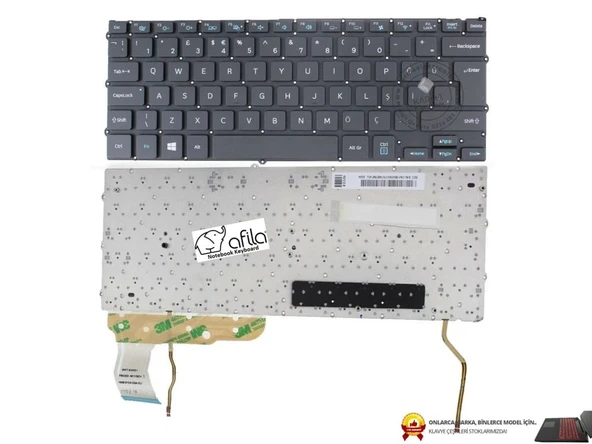 Samsung Ativbook 9 Plus NP940X3G, NP940X3F Serisi Notebook Klavyesi / Siyah - TR - Backlit ürün görseli 1