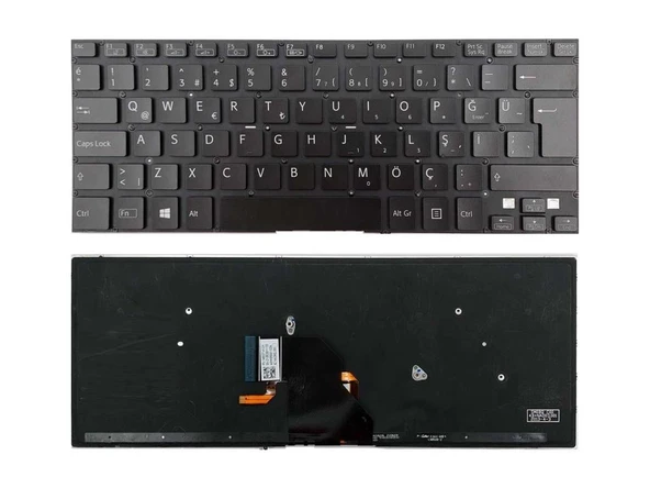 Sony SVF1421TSTW, SVF1421USTW Notebook Klavye (Siyah TR) Işıklı ürün görseli 1