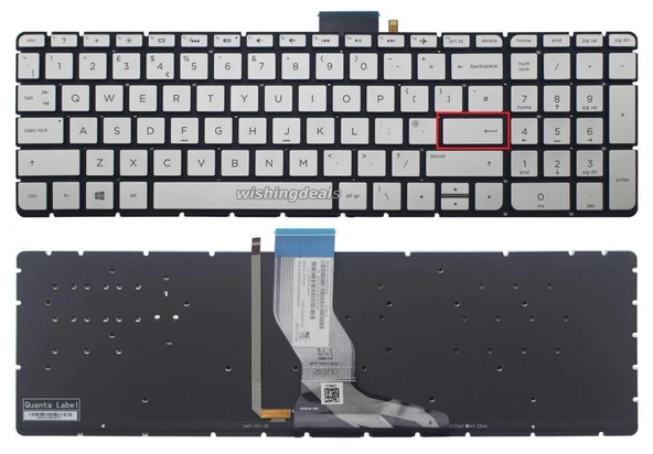 HP Pavilion 15-bc413nt (6EL07EA) Notebook Klavyesi (Silver, Gri TR) ışıklı ürün görseli 1