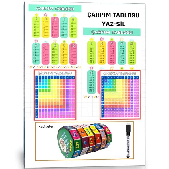 Çarpım Tablosu YAZ-Sil (Dört İşlem KÜPÜ Hediyeli) ürün görseli 1