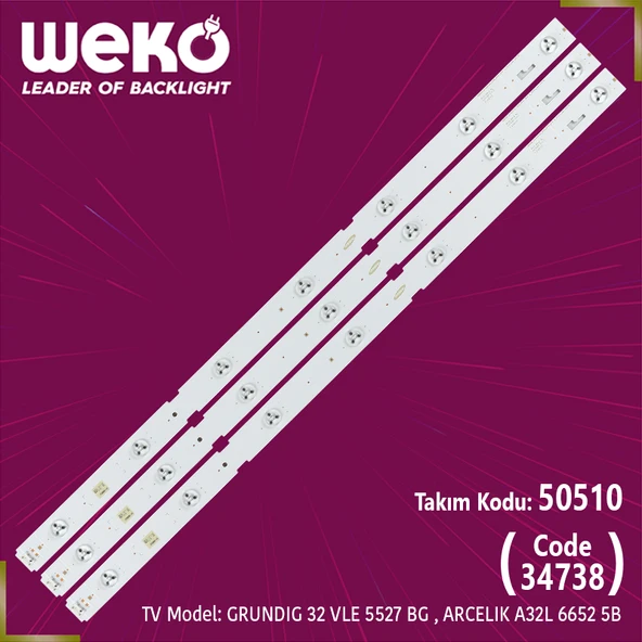 WKSET-5510 34738X3 SAMSUNG_2015ARC320_3228_ART07_REV1.0 - LM41-00175A 3 ADET LED BAR MS78-50510 ürün görseli 1