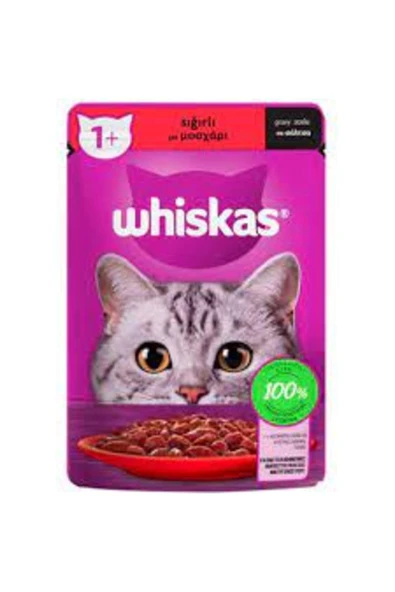 Whiskas Pouch Sos Içinde Sığır Etli Yetişkin Kedi Konservesi 85gr ürün görseli 1