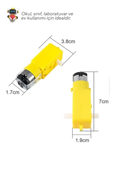 10'lu Paket Sarı Redüktörlü Motor ve Tekerlek Seti - Okul ve Sınıflar için MEB Uyumlu ürün görseli 1