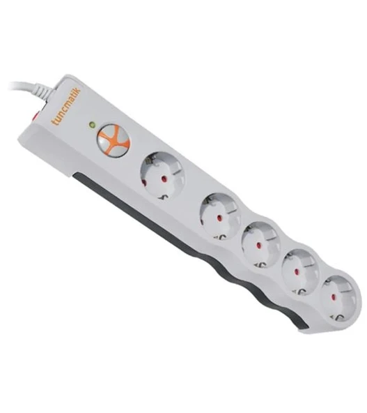 Tunçmatik TSK6134 Enerji Koruma Powersurge Beşli Beyaz Priz 1.5MT Kablo 1050 Joule ürün görseli 1