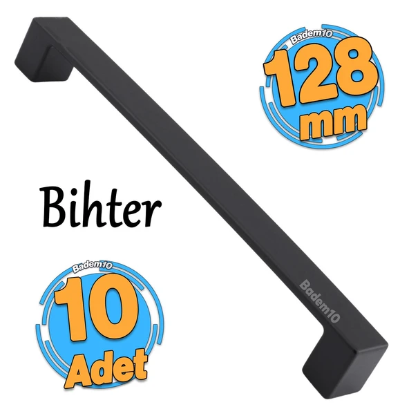 10 Adet Bihter Mutfak Kulpu Çekmece Dolap Kapak Kulbu Metal Kulp Mobilya Dolabı Kulpları Siyah 128mm ürün görseli 1