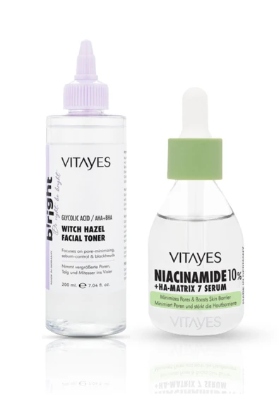 VITAYES Niacinamide Hyalüronik Asit Cilt Gözenek Sıkılaştırıcı Serum Ve Akne Karşıtı Cadı Fındığı Yüz Toniği ürün görseli 1
