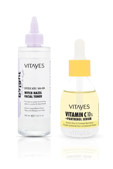 VITAYES C Vitamini Panthenol Cilt Tonu Eşitleyici Leke Karşıtı Serum Ve Akne Karşıtı Cadı Fındığı Yüz Toniği ürün görseli 1