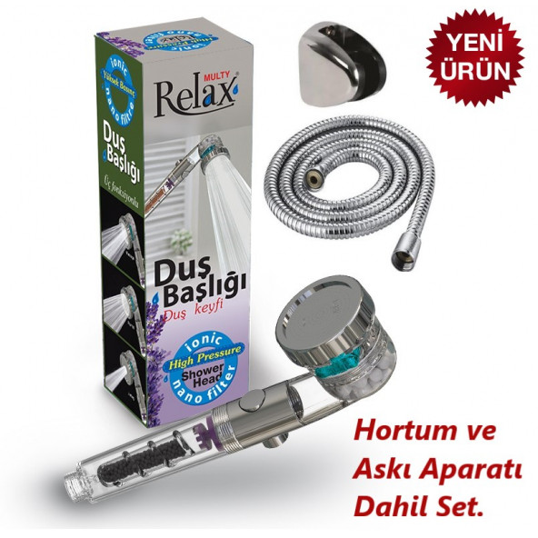 Relax Shower Multy Üç Fonksiyonlu, Açma kapama Ayarlı Tasarruflu Duş Başlığı Hortum ve Askı Aparatı Set ürün görseli 1