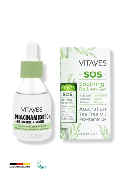 VITAYES Niacinamide %10 Ve Hyalüronik Asit Ve Sivilce, Akne, Sinek Isırması Sos Çay Ağacı serum seti ürün görseli 1