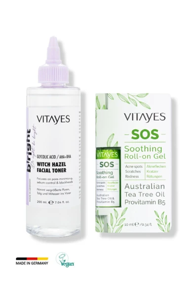 VITAYES Cadı Fındığı Glikolik Asit Yüz Toniği Aha-bha Ve Sivilce, Akne, Sinek Isırması Sos Onarıcı Serum Set ürün görseli 1