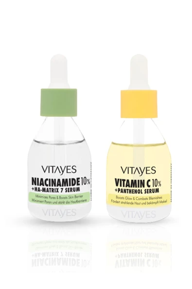 VITAYES Niacinamide %10 Ve Hyalüronik Asit Gözenek Sıkılaştırıcı Cilt Serumu Ile %10 C Vitamini Cilt Serumu ürün görseli 1