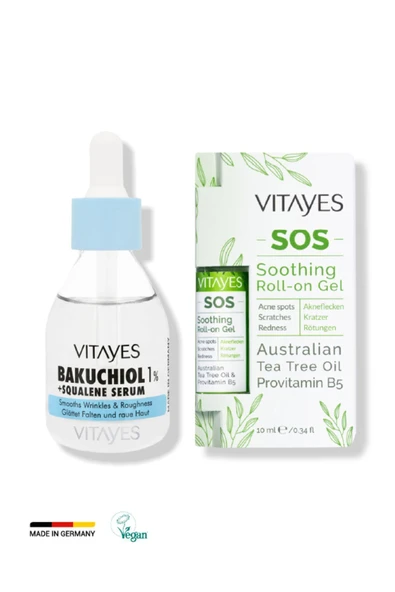 VITAYES Retinol Alternatifi Bakuchiol % Ve Sivilce Siyah Nokta Akne Sinek Isırması Sos Onarıcı Serum Seti ürün görseli 1