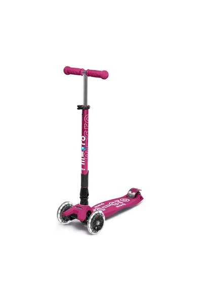 Micro Maxi Deluxe Foldable 3 Tekerlekli Scooter LED Berry Red  Fuşya 5-12 Yaş ürün görseli 1