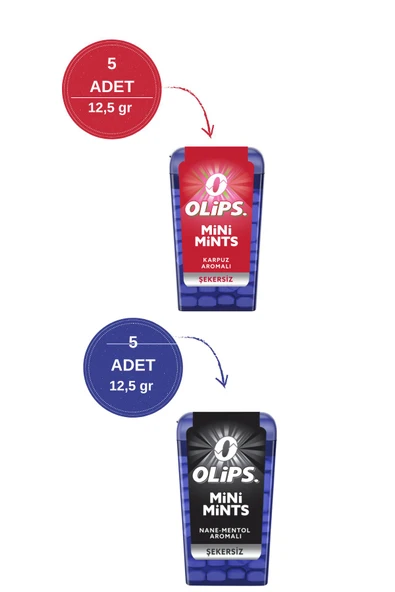 Olips Mini Mints Karpuz - Nane&Mentol Aromalı Şeker Paketi - 10 Adet ürün görseli 1