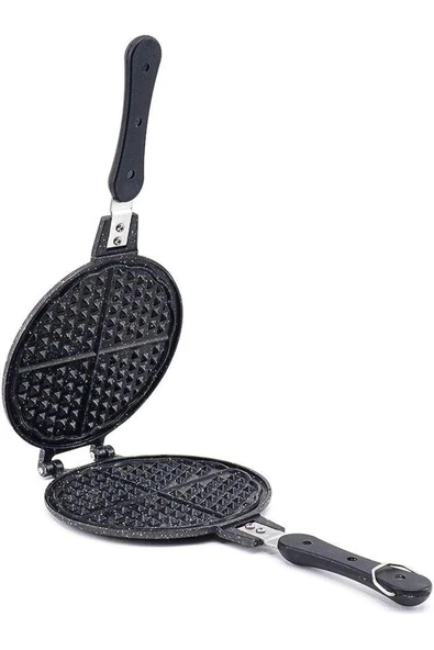 Lüks Döküm Waffle Makinesi - Bakalit ( Plastik ) Saplı Ocak Üstü Waffle Tavası ürün görseli 1