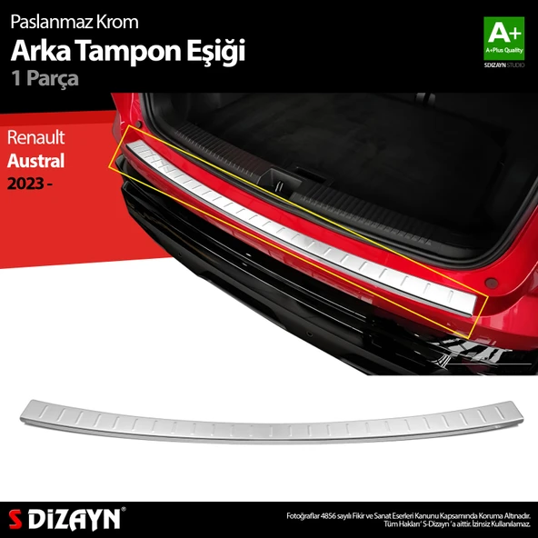 S-Dizayn Renault Austral Krom Arka Tampon Eşiği 2023 Üzeri A+ Kalite ürün görseli 1