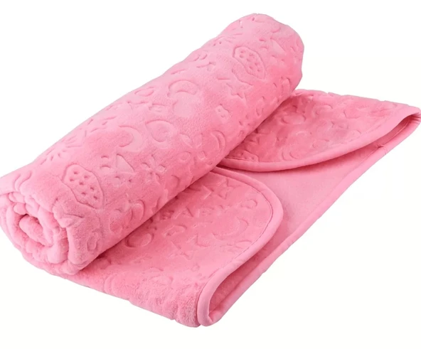 Pembe Bebek Çocuk Battaniyesi, Kabartmalı, Yumuşak, İnce Mevsimlik 90 x 110 cm Örtü ürün görseli 1