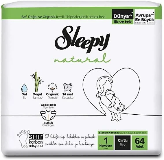 Sleepy Natural 1 Numara Yenidoğan 64'lü Bebek Bezi ürün görseli 1