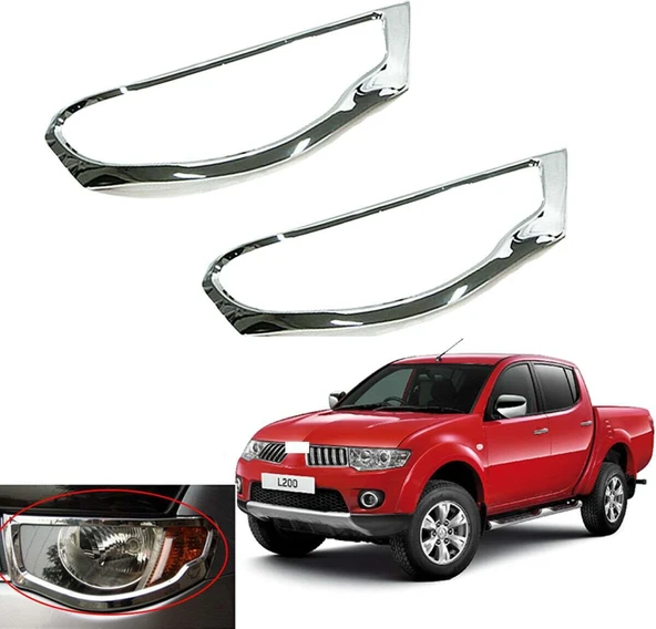 Mitsubishi L200 Uyumlu 2006 2014 Ön Far Kaplama ABS (Plastik) Krom ürün görseli 1
