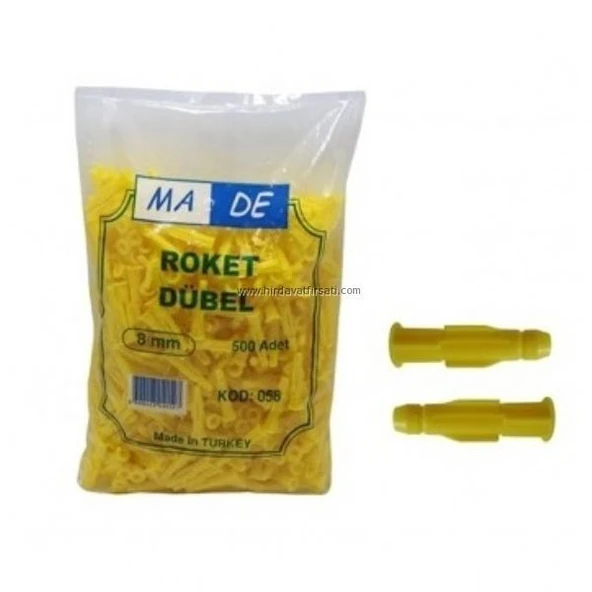 MA-DE 8 mm roket dübel 500 adet ürün görseli 1
