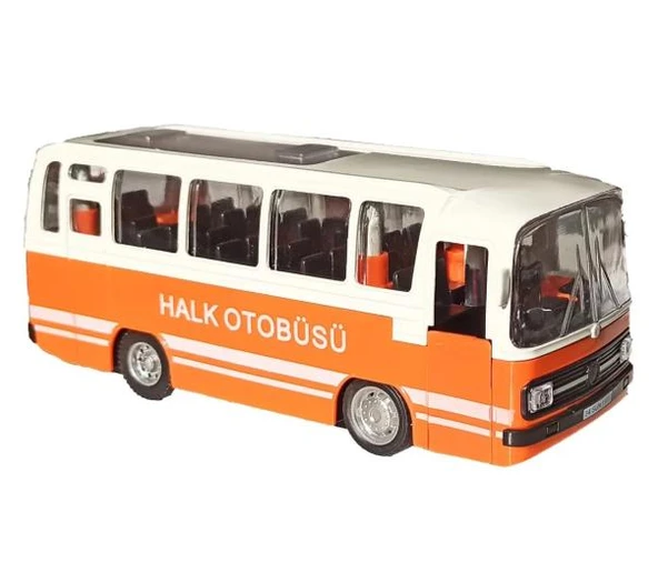 Oyuncak Işıklı Sesli 1/36 Çek Bırak Turuncu Halk Otobüsü ürün görseli 1