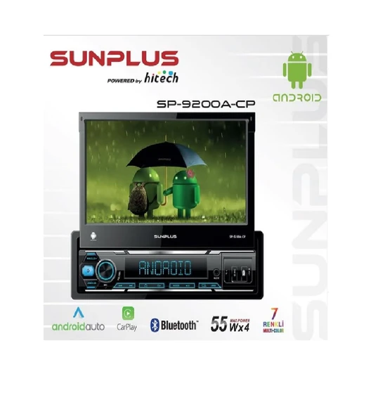 Sunplus Hıtech SP-9200A-CP Androıd Indash Teyp 7 Inç 4X55 Watt Bluetooth Mirrorlink Kumanda ürün görseli 1