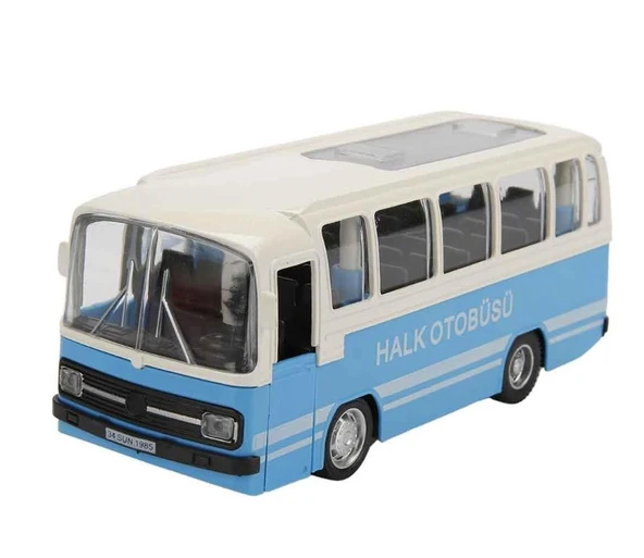 Oyuncak Işıklı Sesli 1/36 Çek Bırak Mavi Halk Otobüsü ürün görseli 1