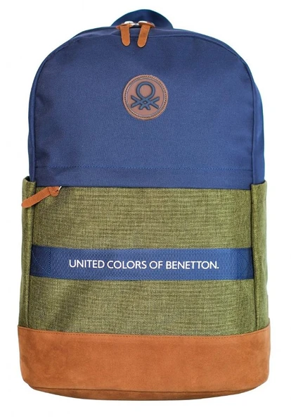 United Colors Of Benetton Üç Bölmeli Retro Erkek Çocuk Sırt Çantası - Lacivert Yeşil - Günlük Okul Seyahat ürün görseli 1